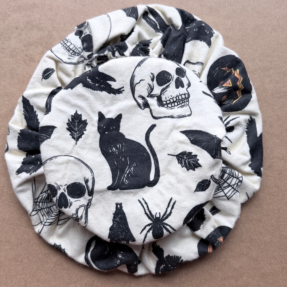 Halloween Skull and Cat Printed Bowl Cover Set of 2